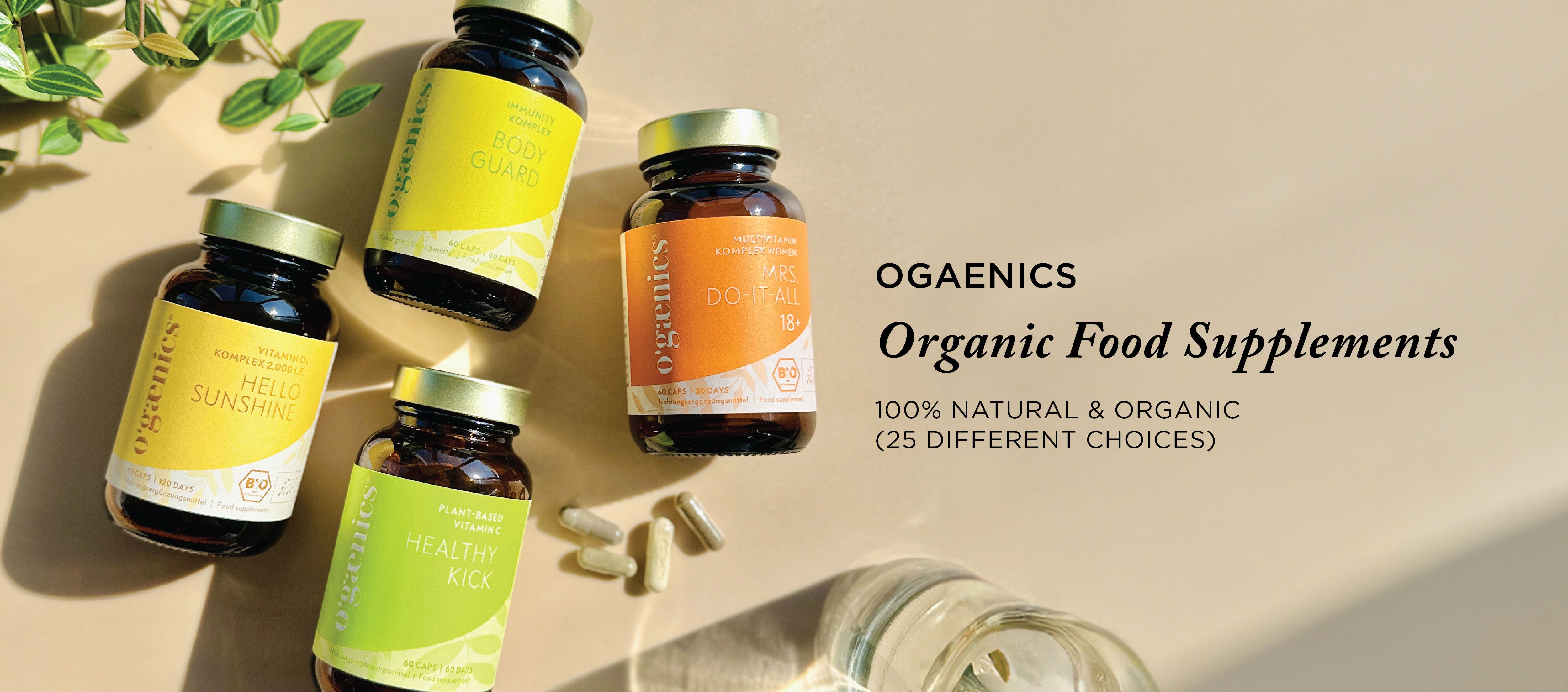 100% Organic Natural Vegan Vitamins Ogaenics Food Supplements